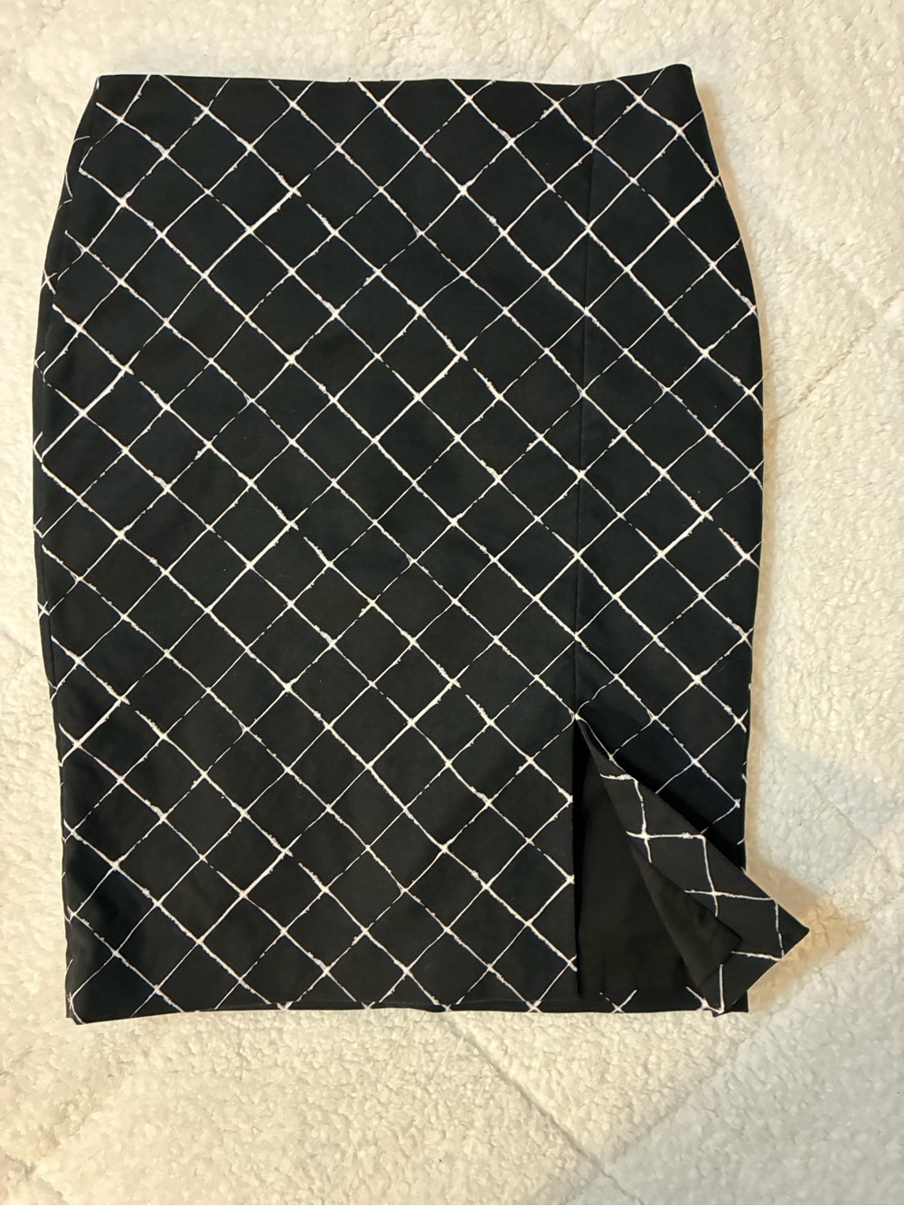 White House Black Market Black Pencil Skirt with White Grid